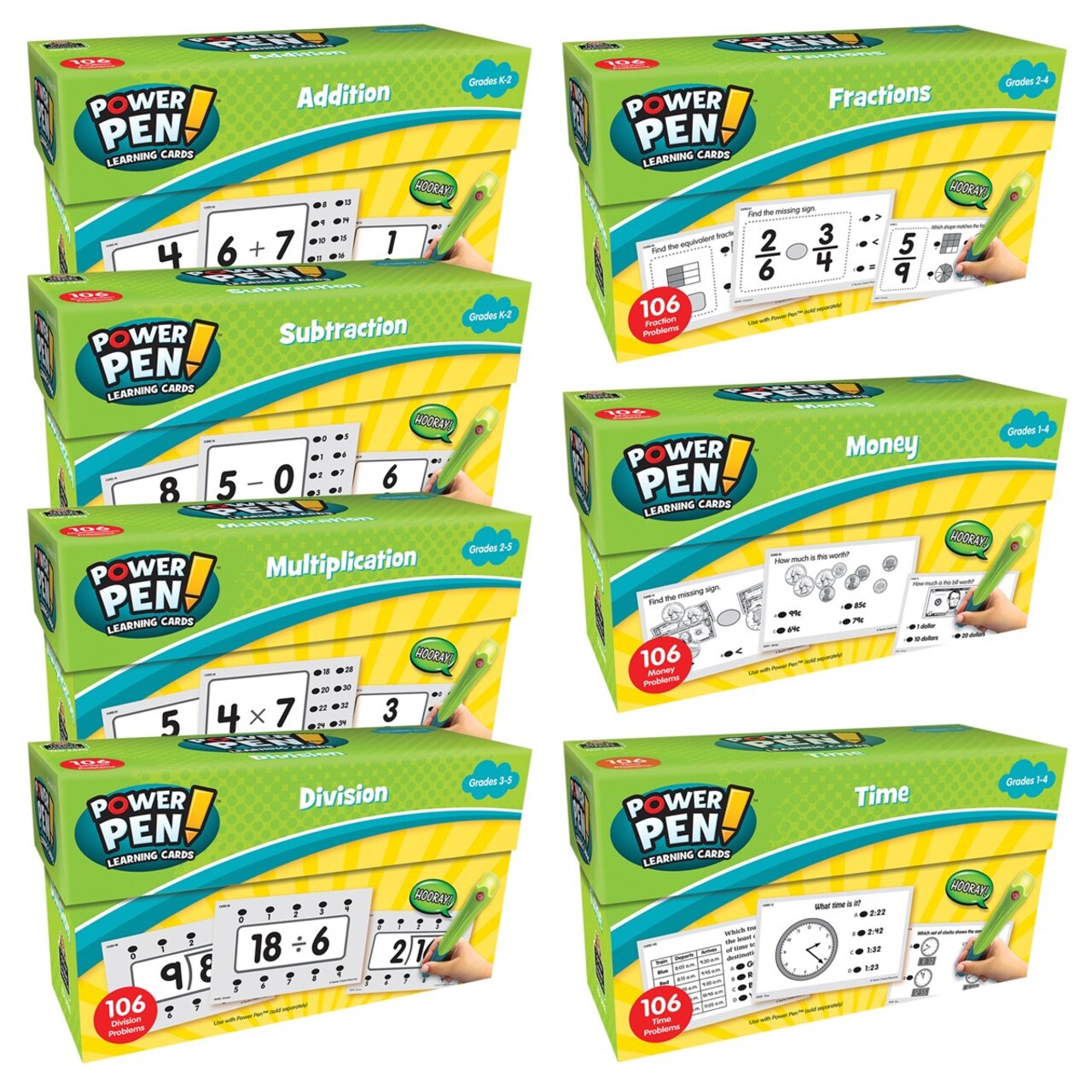 Kaplan Early Learning Company Power Pen Learning Math Quiz Cards - Set of 7